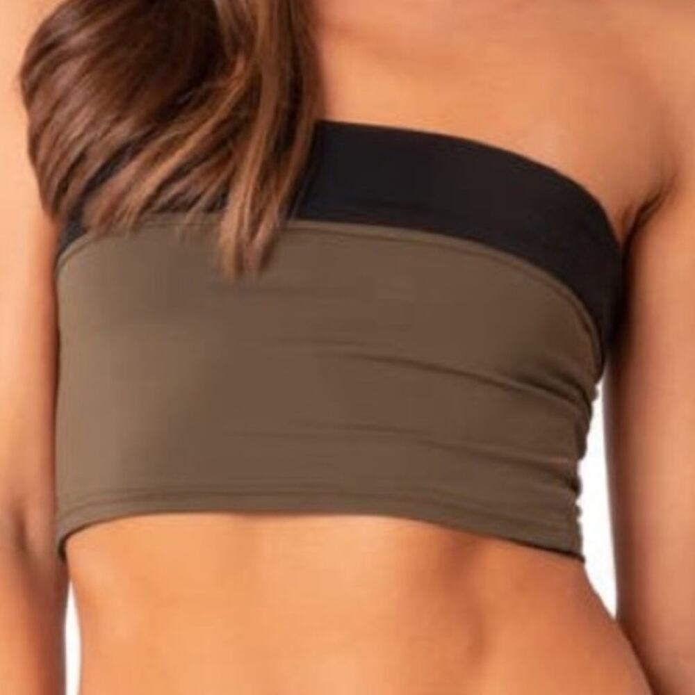 Edikted Rissa Reversible Tube Top - Black/Olive Sz XS